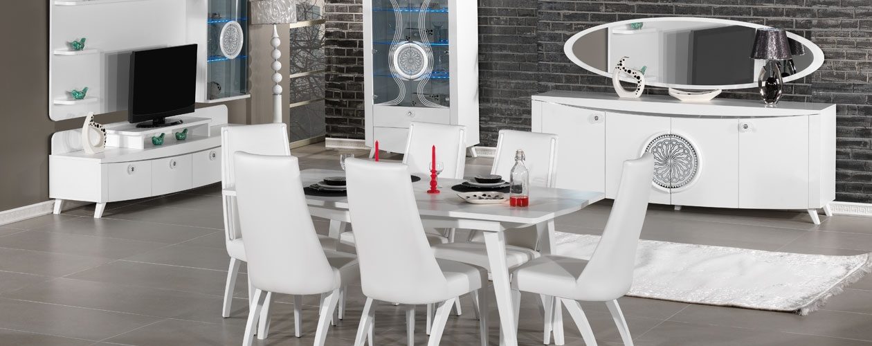 beyaz yemek odası dekorasyonları